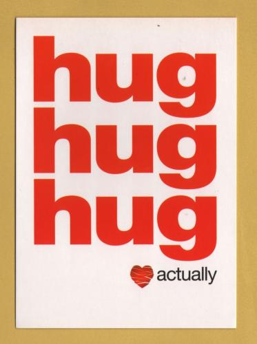 `hug, hug, hug actually - Nescafe Promo - Love Actually` 2003 - Postally Unused - Boomerang Media Postcard.